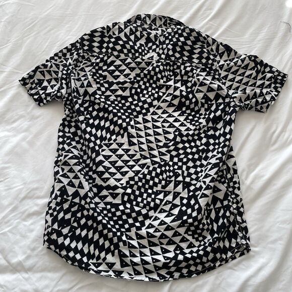 RARE Modern Amusement Funky Print Short Sleeve Button Down Mens Shirt Size S - Picture 2 of 11